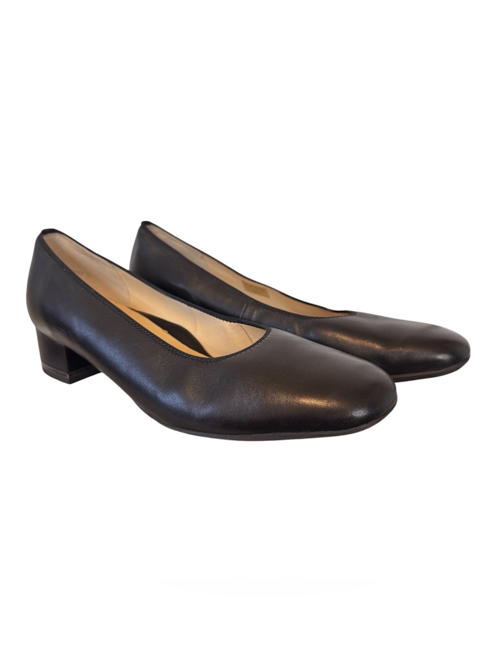 ARA High Soft Woman’s Black Leather Block Heel Pumps US 9.5, UK 7